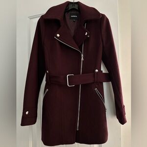Express Maroon Wool Blend Coat Size XS